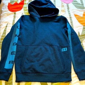 Under Armour Coldgear Threadborne Blue Athletic Hoodie with Striped Sleeves